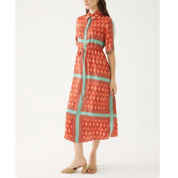 Exquise Women's Orange Short Sleeve Summer Shirt Millie Dress - Picture 4 of 6